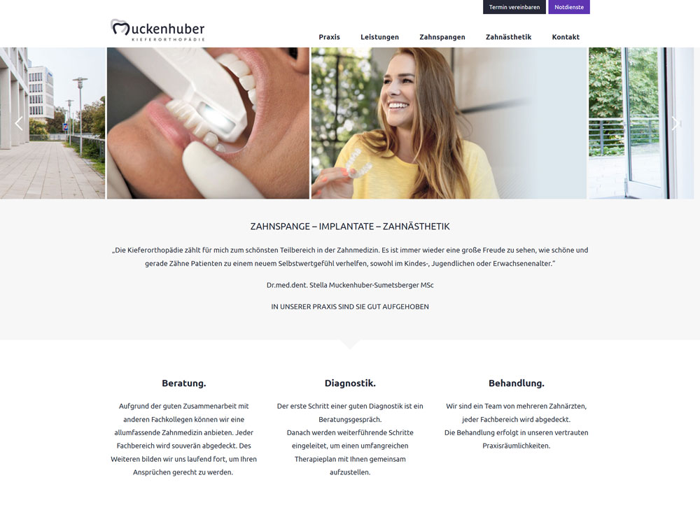 Webdesign und Webentwicklung für Muckenhuber Zahnärztin